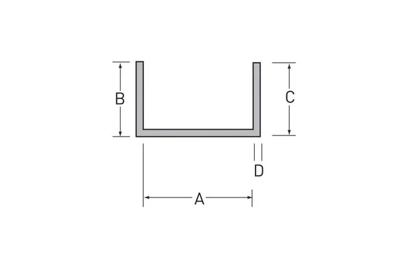 U-profiel 20x20x20x1,5 mm