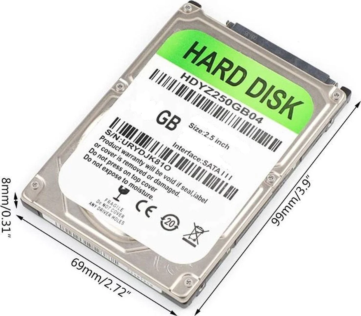 A-merk Harde schijf SATA 2.5″ inch | 250GB/320GB/500GB