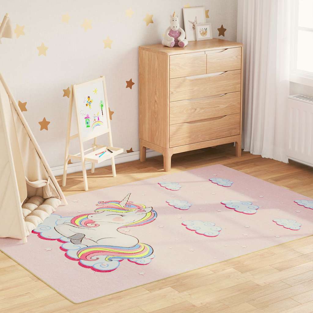 vidaXL Kindervloerkleed eenhoorn wasbaar antislip 160×230 cm groen
