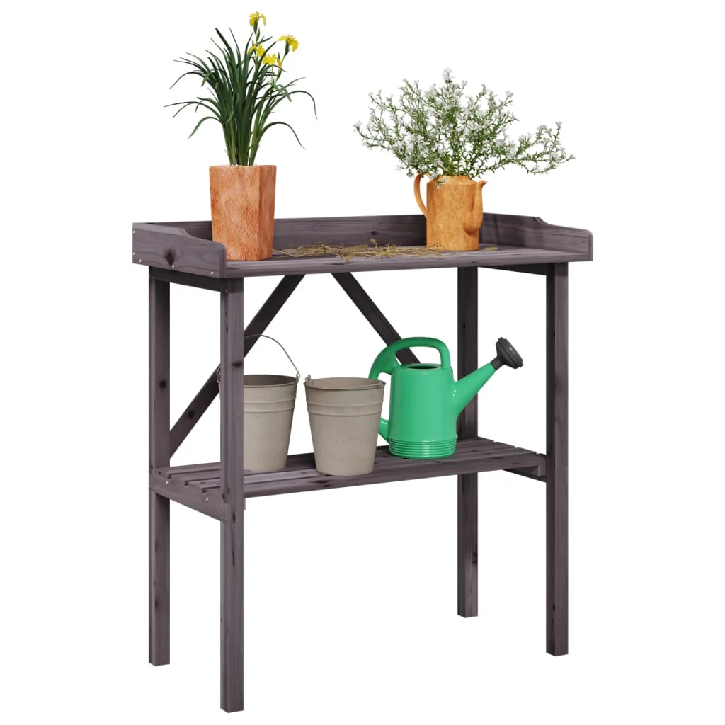 vidaXL Plantentafel met schap 78x38x82,5 cm vurenhout grijs