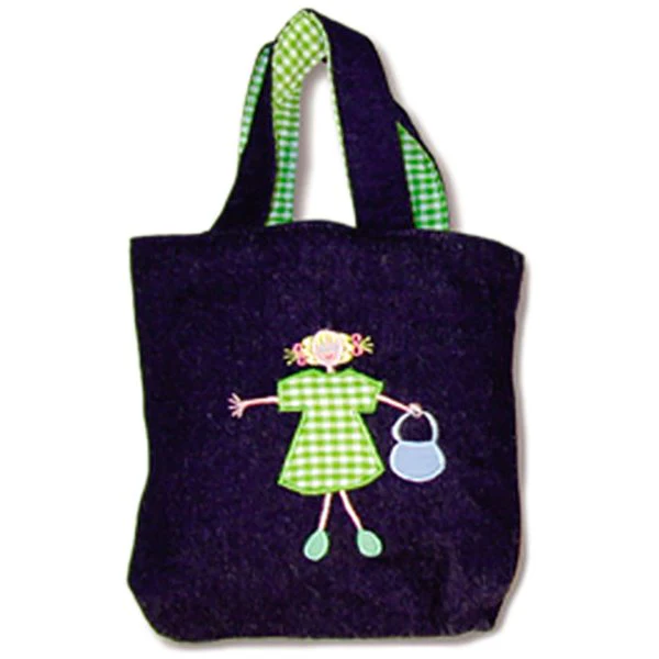 “Donkerblauw tasje met vrolijke groene details!”