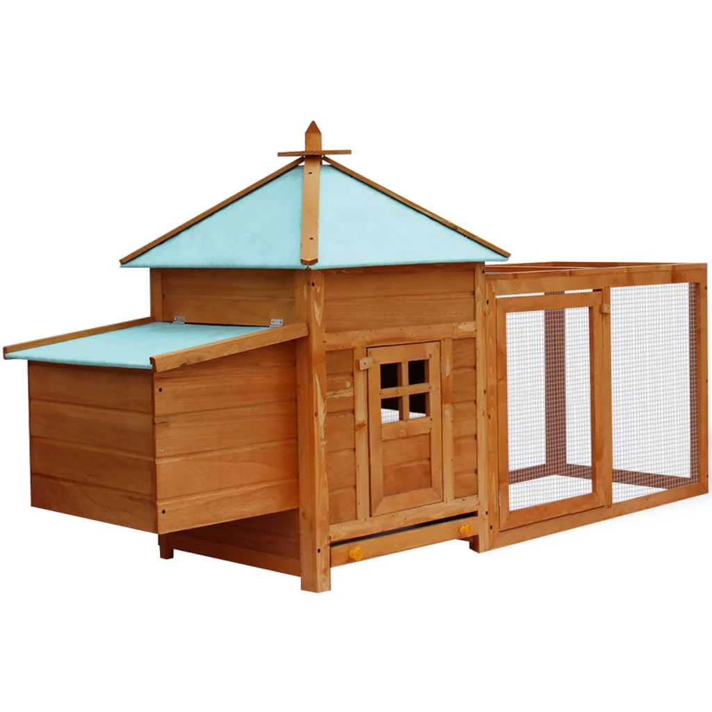vidaXL Kippenhok met nestkast 190x72x102 massief vurenhout mokkakleur