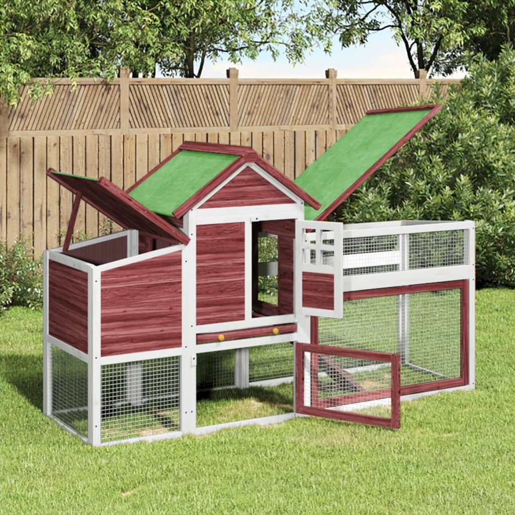 vidaXL Kippenhok 186,5×58,5×113 cm massief grenenhout grijs