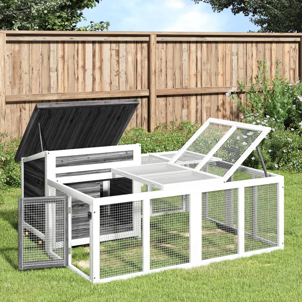 vidaXL Konijnenhok 144x123x67,5 cm massief grenenhout mokkakleurig