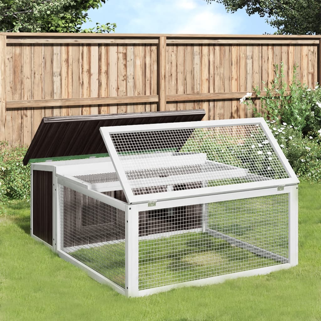 vidaXL Konijnenhok 117,5x97x47,5 cm massief grenenhout mokkakleurig
