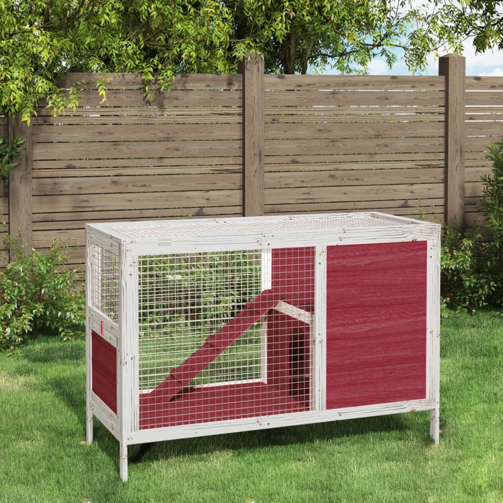 vidaXL Konijnenhok 103x44x69,5 cm massief grenenhout grijs