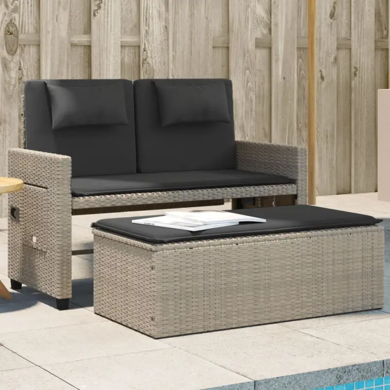 2-in-1 Tuinbank met poly Rattan en Wasbare Hoezen