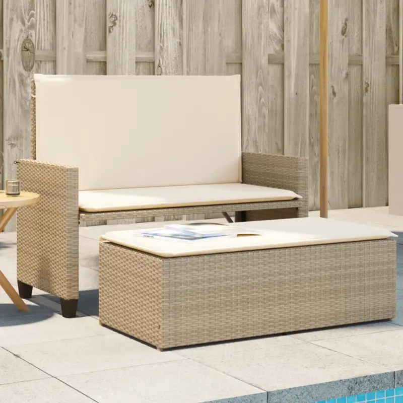 2-in-1 tuinbank van gepoedercoat staal en poly rattan met comfortabele zitervaring