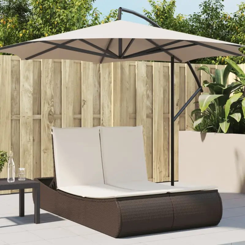 2-persoons ligbed van poly rattan met wasbare hoes voor buitenplezier