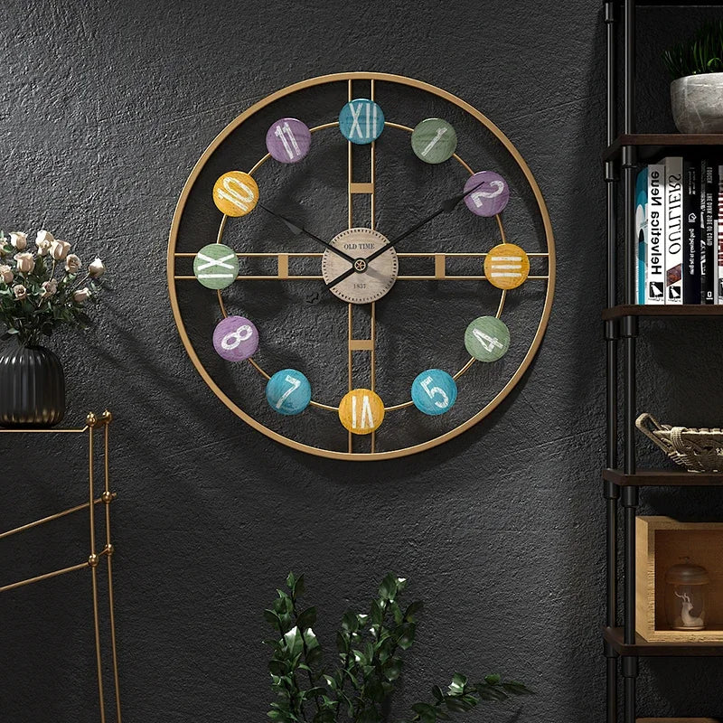 StilTijd – Grote Vintage Wandklok met Romeinse Cijfers en Metalen Frame
