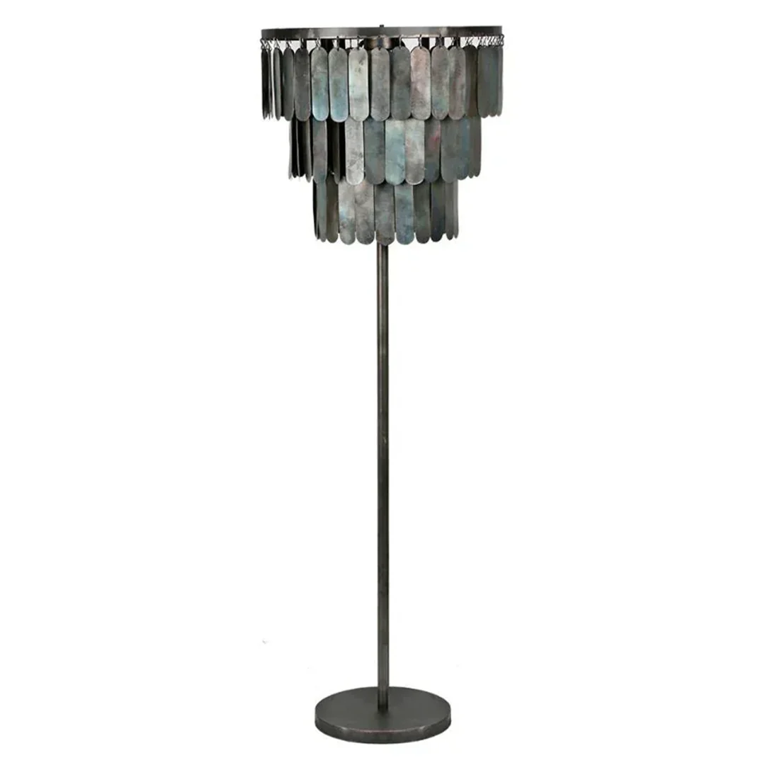 Vloerlamp metalen schijven Amber