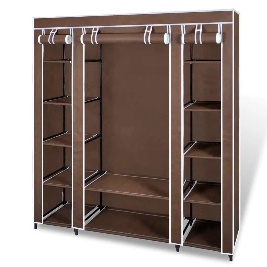 vidaXL Kledingkast met vakken en stangen 45x150x176 cm stof bruin