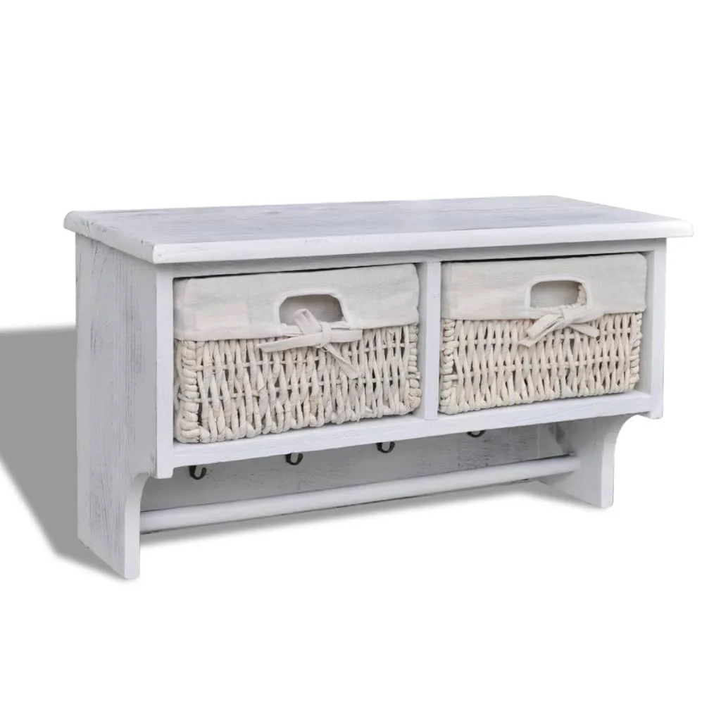 vidaXL Wandschap 60×23,5×33 cm paulowniahout wit