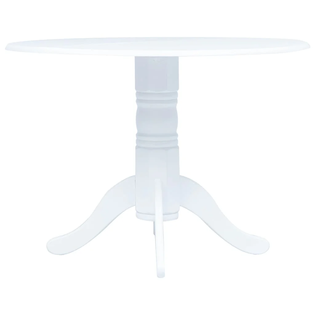 vidaXL Eettafel 106 cm massief rubberwood wit en bruin