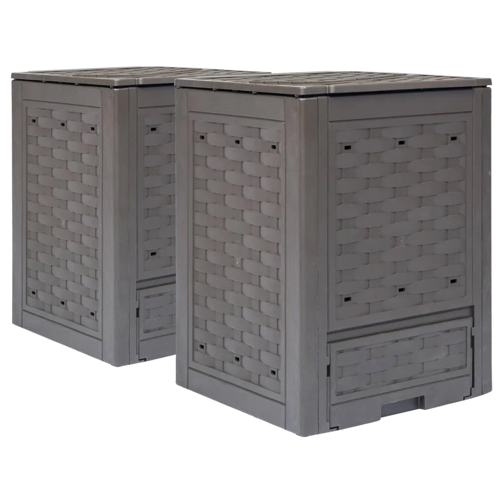 vidaXL Compostbakken 3 st 900 L 60x60x83 cm kunststof rattan bruin