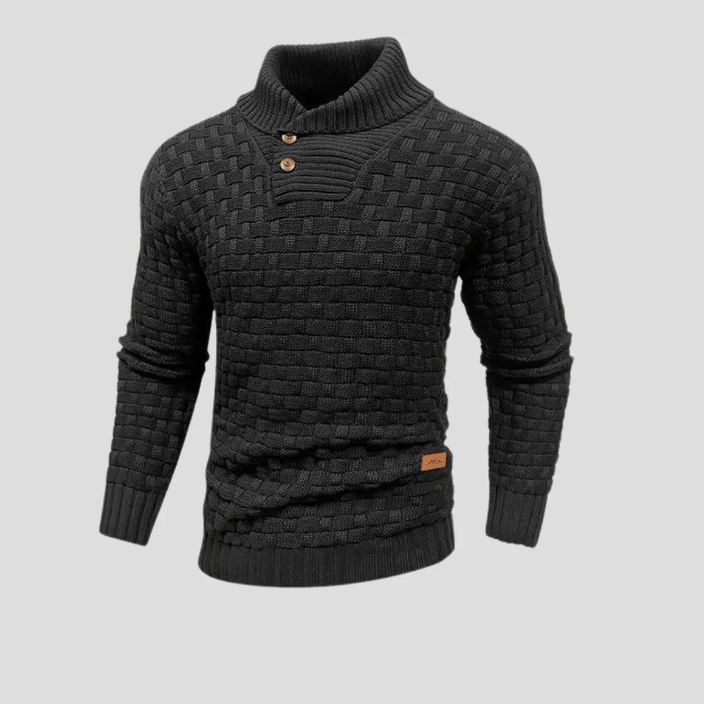 KnitForm Herentrui – Gebreide Halve Kraagtrui met Knoopsluiting en Klassieke Pasvorm