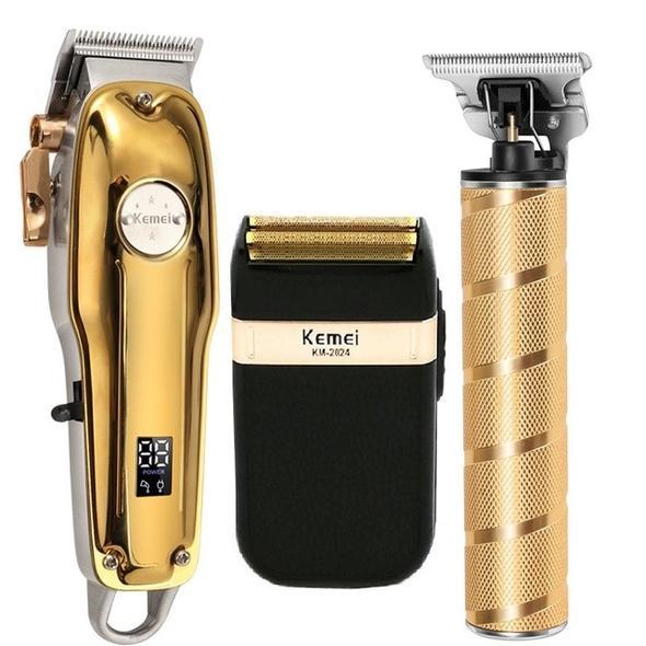 3-in-1 Professionele Haartrimmer Set – Draadloze Trimmer, T-Blade Outliner en Foil Scheerapparaat voor Mannen