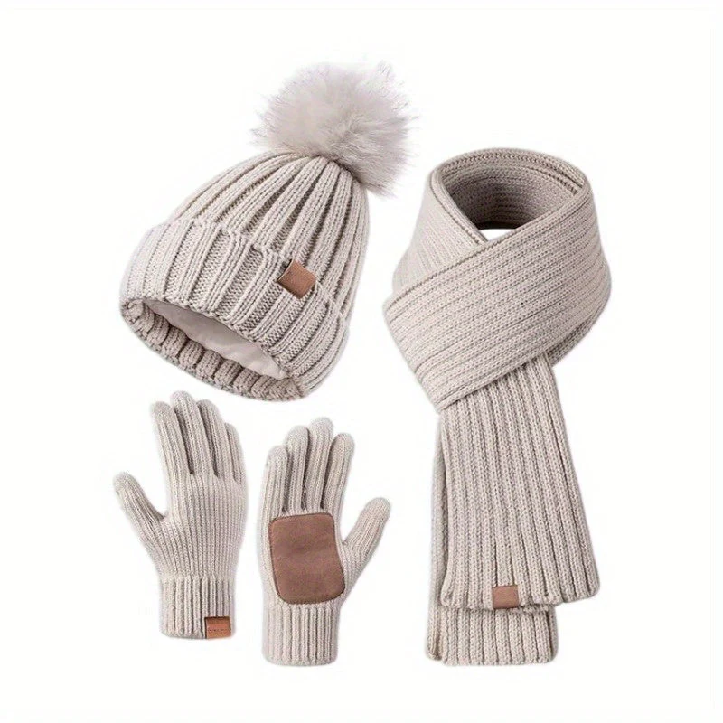 Winterelegant Dames Winterset met Muts Sjaal en Touchscreen Handschoenen - Afbeelding 2