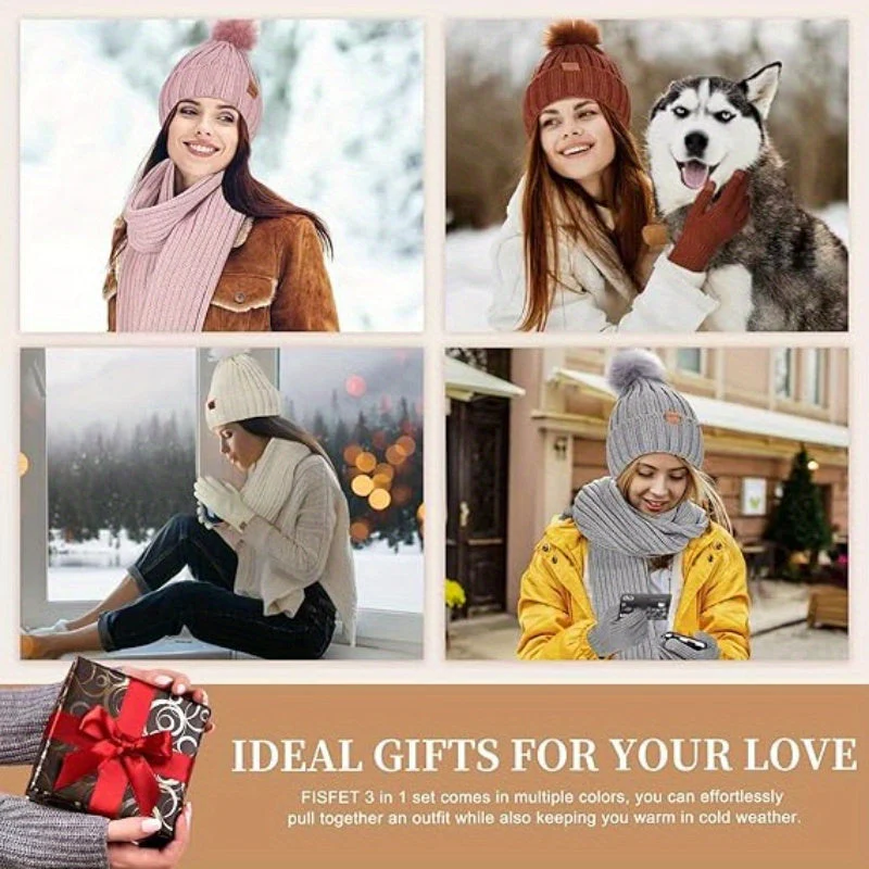 WinterWarm 3-in-1 Set – Muts, Sjaal en Touchscreen Handschoenen - Afbeelding 3