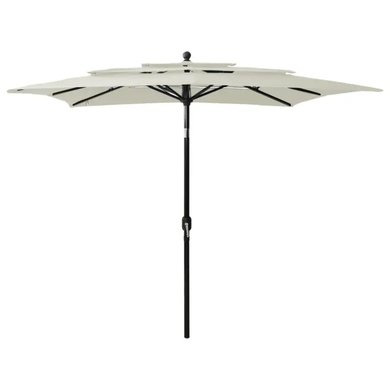 3-Laagse parasol met gepoedercoat aluminium paal voor tuin en terras