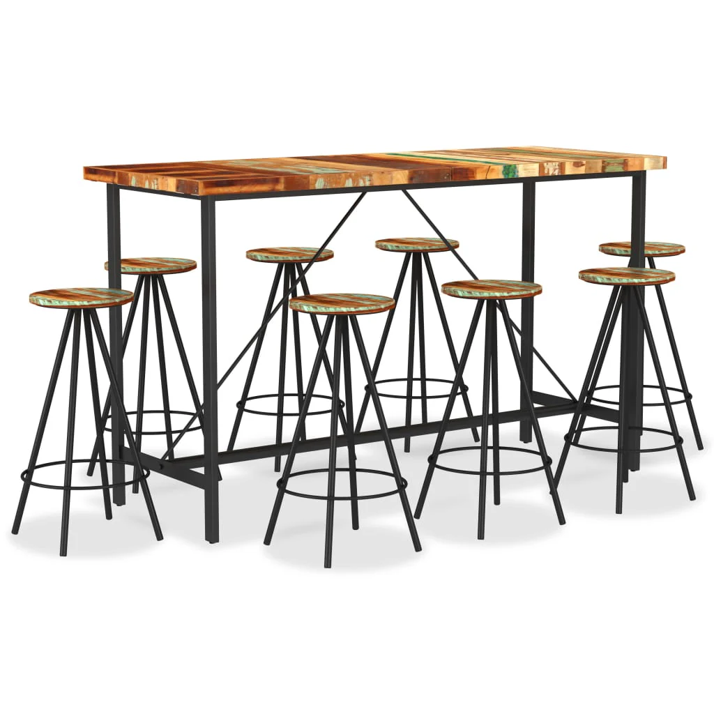 vidaXL 9-delige Barset massief gerecycled hout