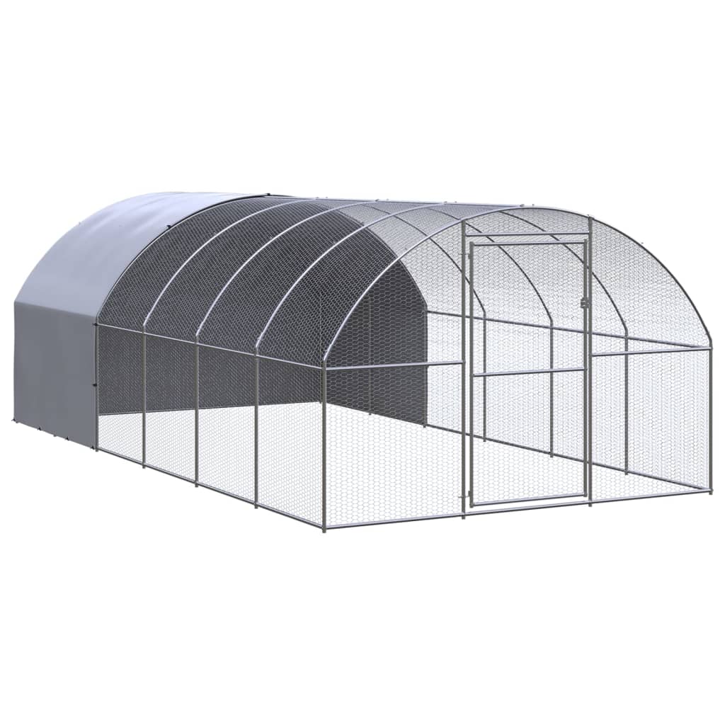 vidaXL Kippenren 3x8x2 m gegalvaniseerd staal