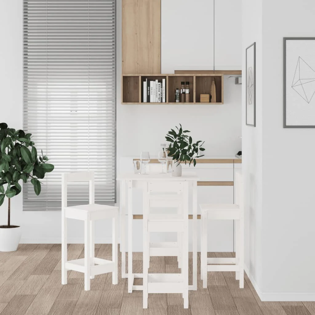 vidaXL 5-delige Barset massief grenenhout wit