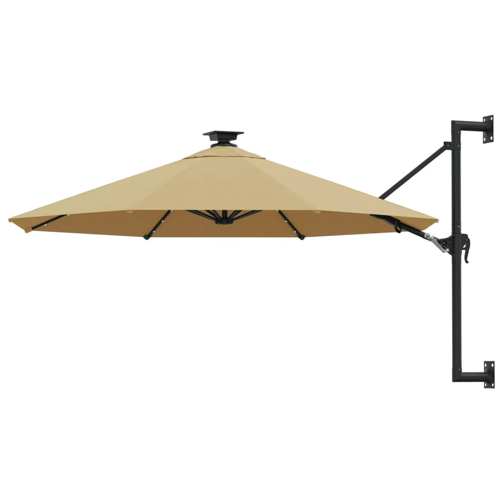 vidaXL Wandparasol met LED’s 300 cm terracottakleurig