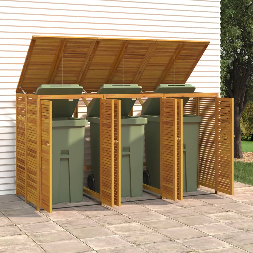 vidaXL Afvalbakberging drievoudig 210x89x117 cm massief acaciahout