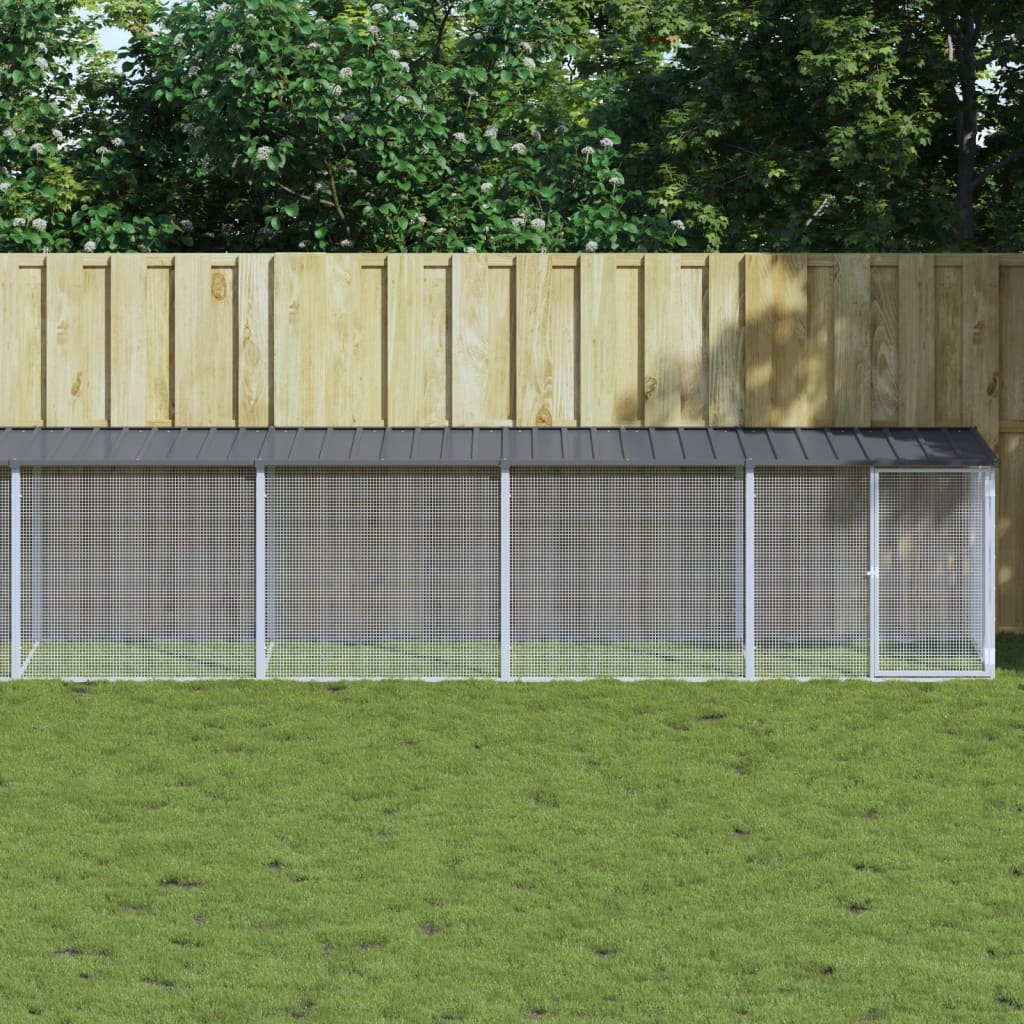 vidaXL Kippenhok met dak 803x98x90 cm gegalvaniseerd staal lichtgrijs