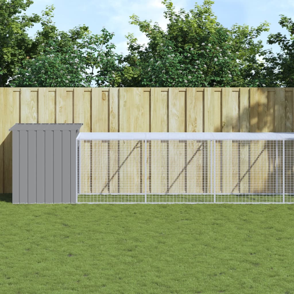 vidaXL Kippenhok met ren 110x201x110 cm gegalvaniseerd staal antraciet