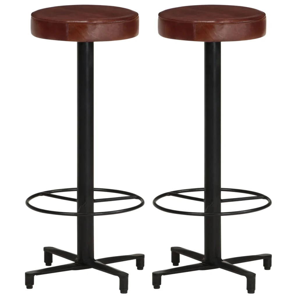 vidaXL Barkrukken 2 st 66 cm echt leer