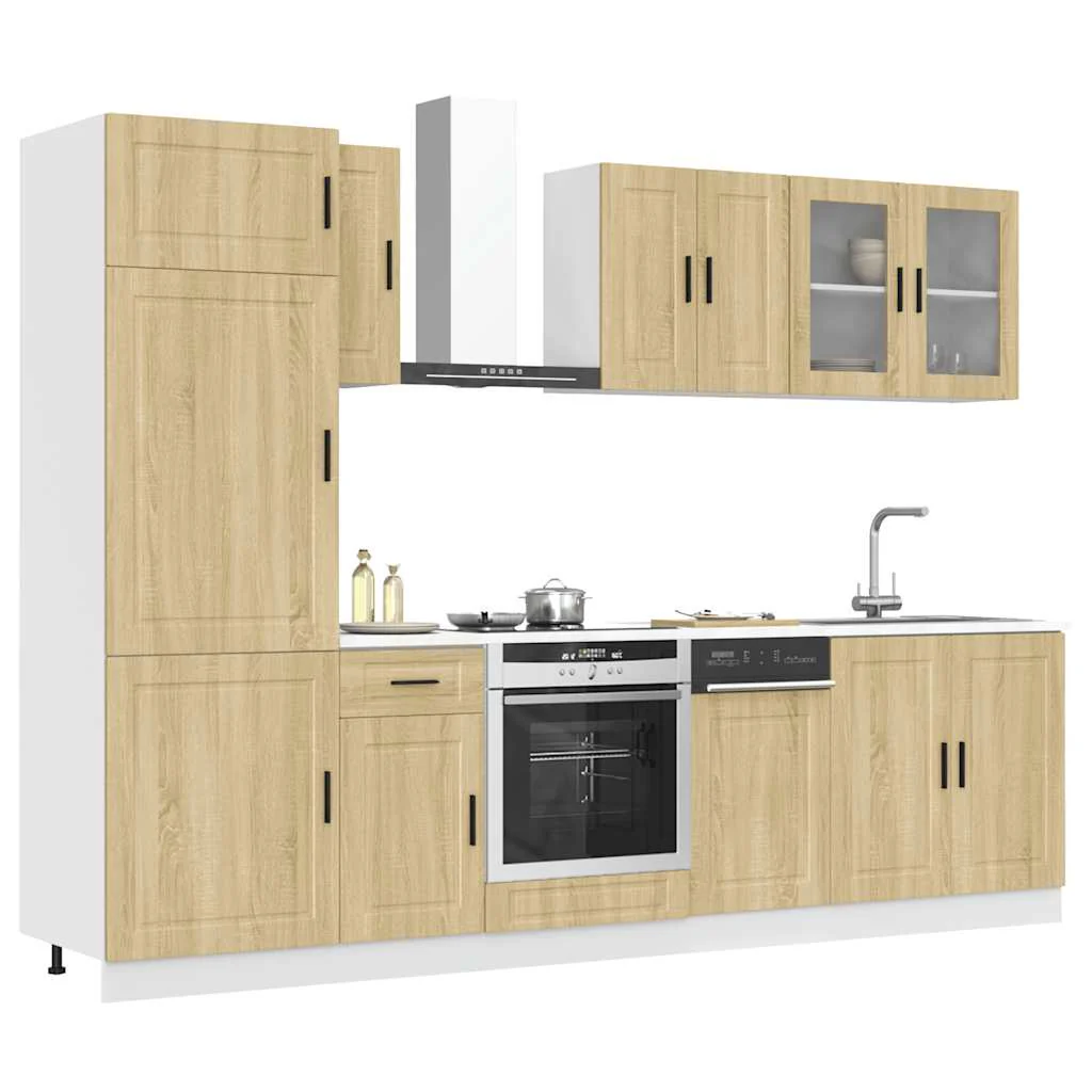 vidaXL 8-delige Keukenkastenset Porto bewerkt hout zwart