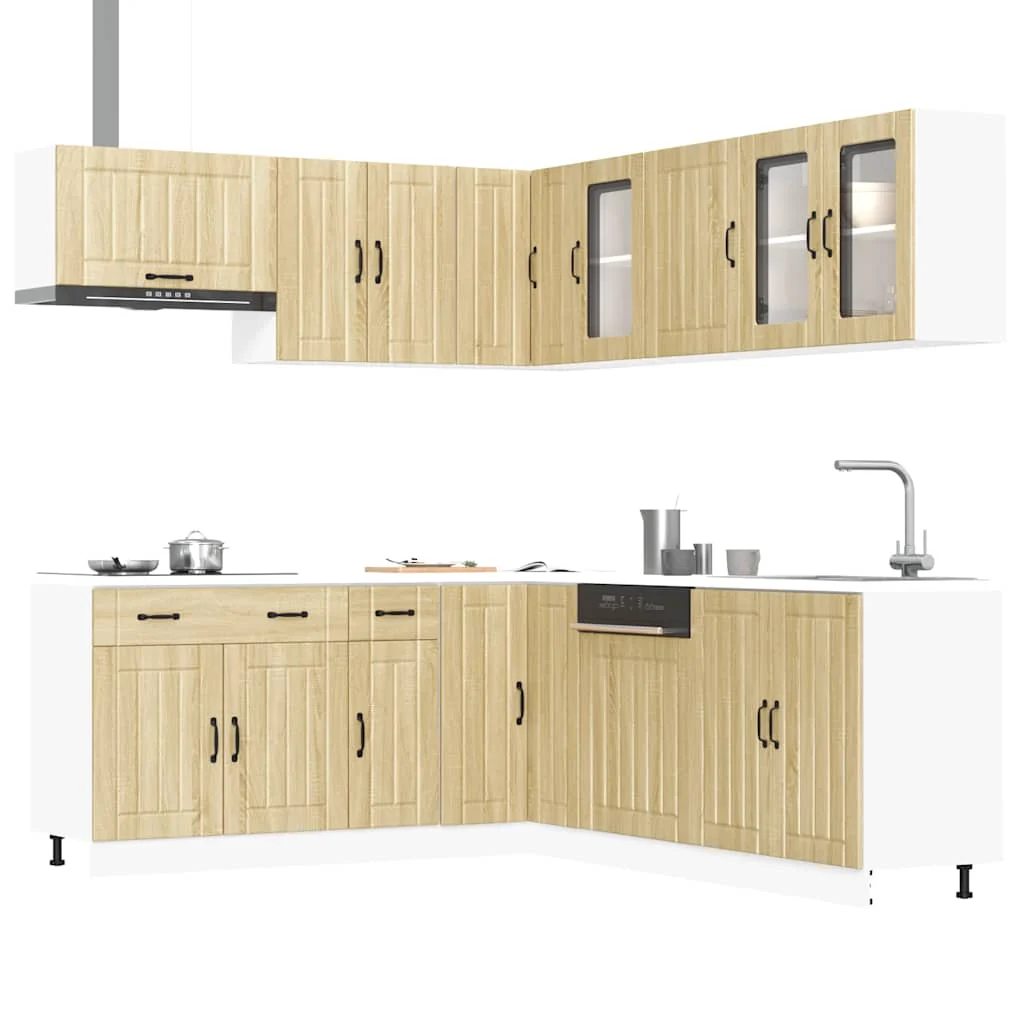 vidaXL 11-delige Keukenkastenset Lucca bewerkt hout zwart