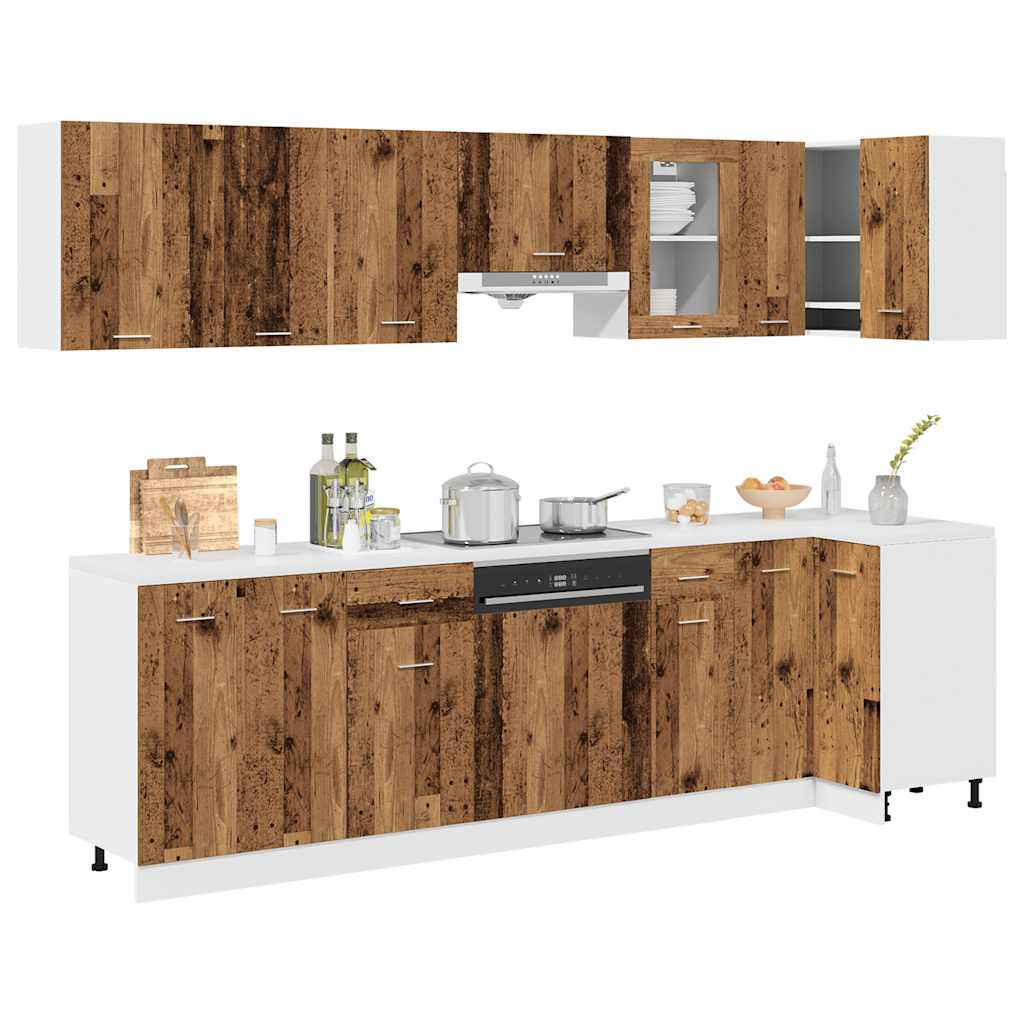 vidaXL 11-delige Keukenkastenset Lyon bewerkt hout oud houtkleurig