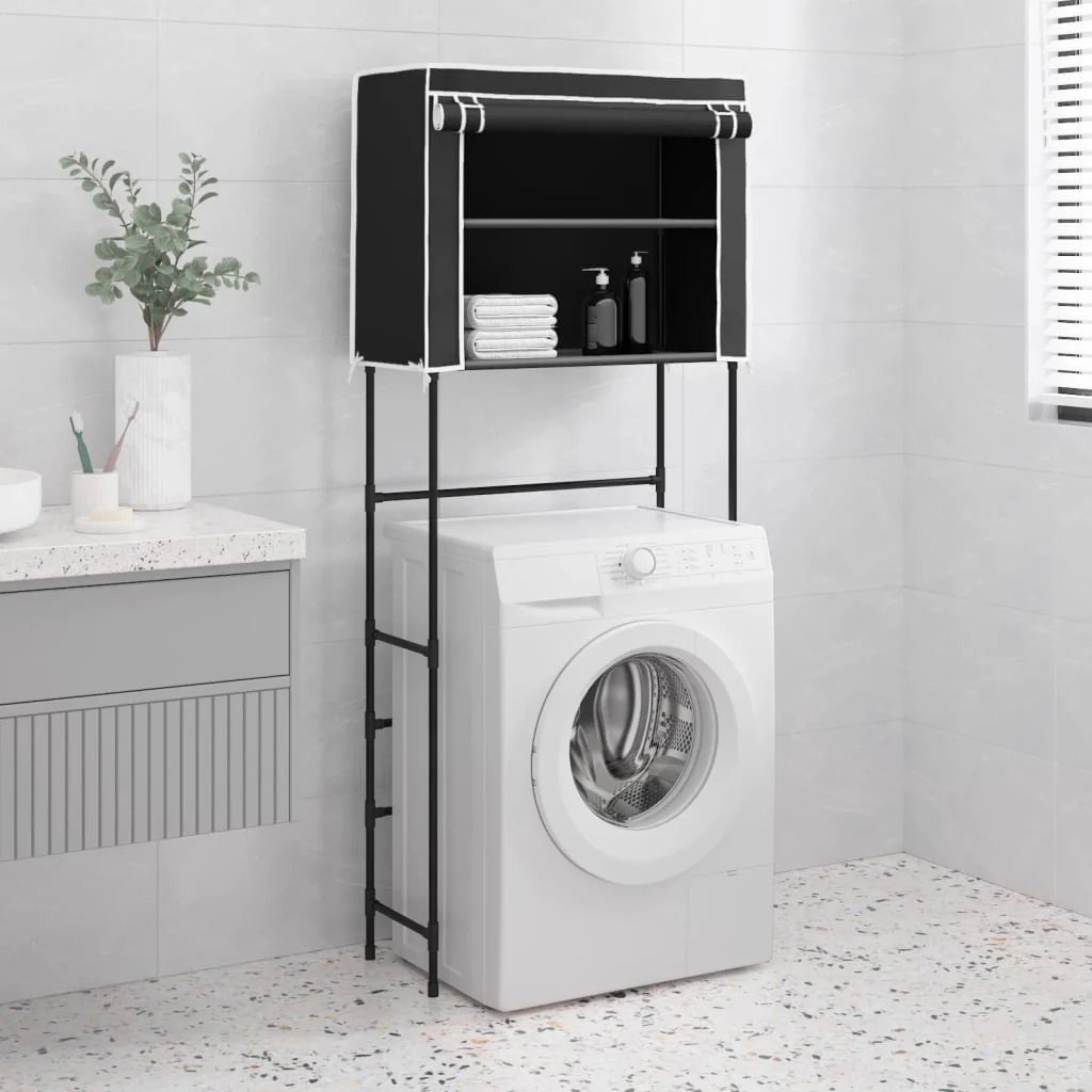 vidaXL Opbergrek voor boven wasmachine 2-laags 71×29,5×170,5 cm zwart