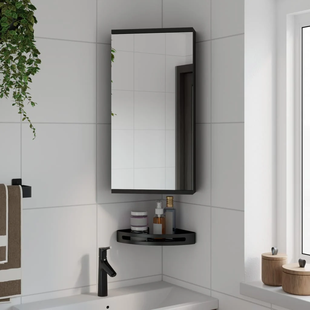 vidaXL Badkamerkast met spiegel 30x24x60 cm zwart