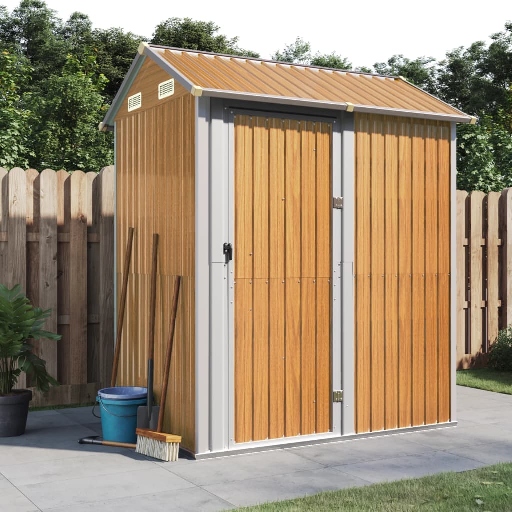 vidaXL Tuinschuur 192×152,5×237 cm gegalvaniseerd staal lichtbruin