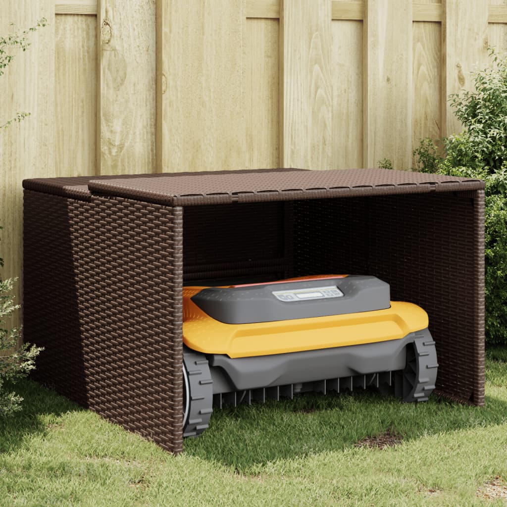 vidaXL Garage voor robotmaaier 86x90x52/57 cm poly rattan bruin