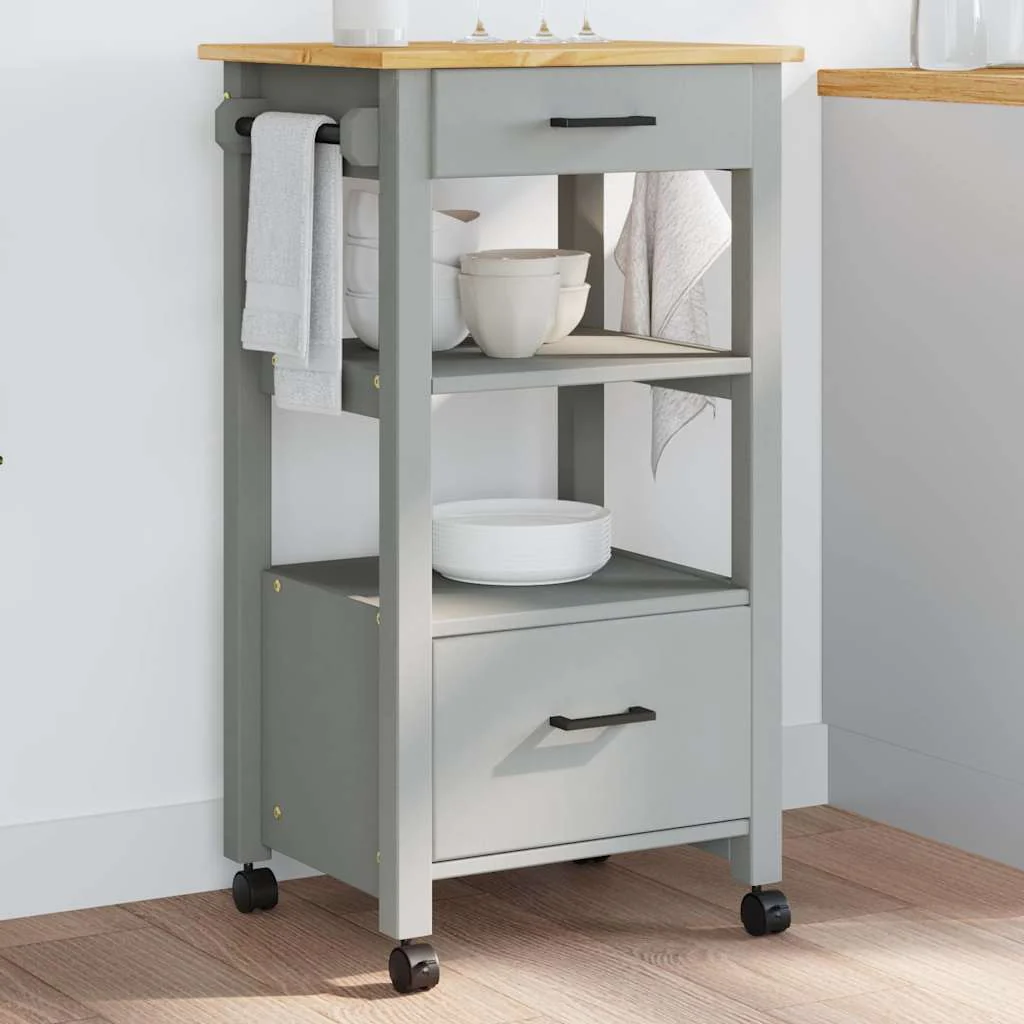 vidaXL Keukentrolley MONZA 48x40x90 cm massief grenenhout