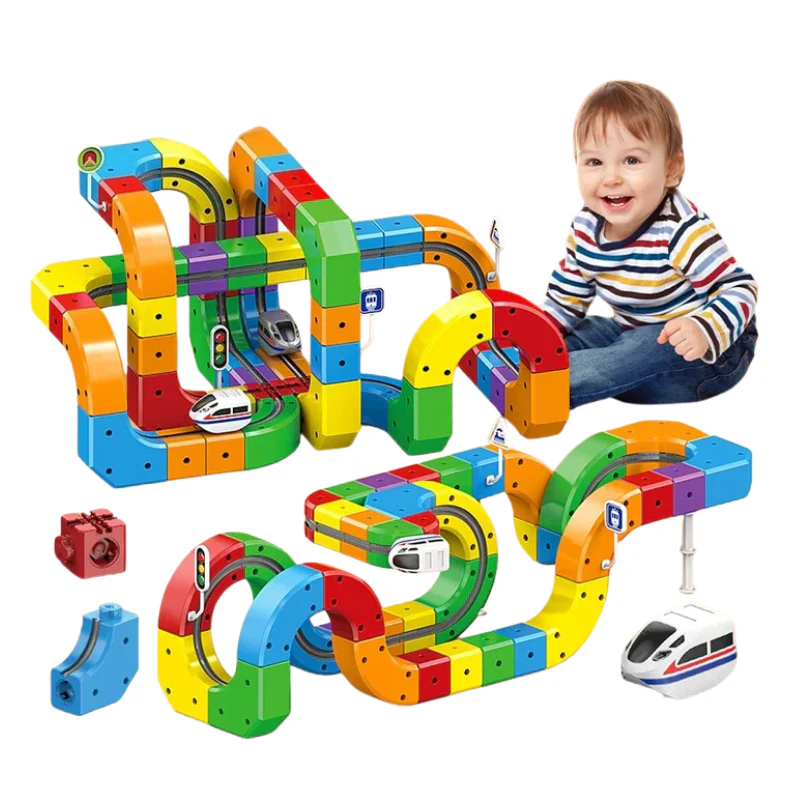 Creatieve Spoorbouwer 3D Trein Bouwset voor Kinderen met Oplaadbare Trein