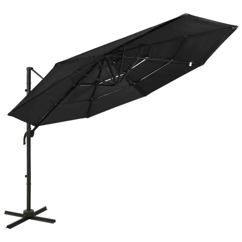 4-laagse parasol met gepoedercoat aluminium paal voor UV en vochtbescherming
