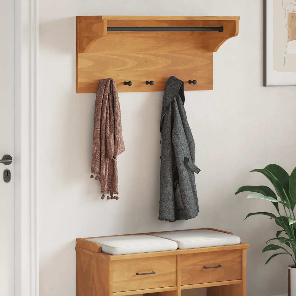 vidaXL Wandkapstok SANDNES wit 87x30x42 cm massief grenenhout