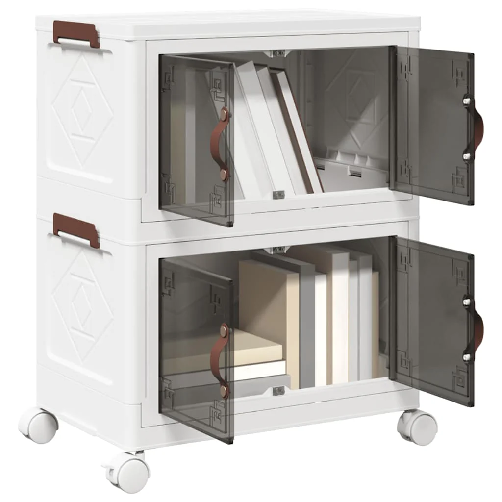 vidaXL Opbergbox stapelbaar met wielen 2-laags 75 L 64x40x76 cm