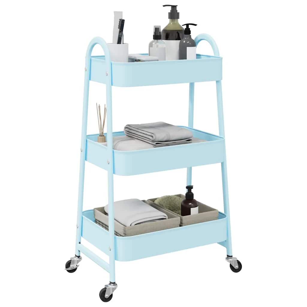 vidaXL Opbergtrolley 3-laags 42×41,5×77 cm staal wit