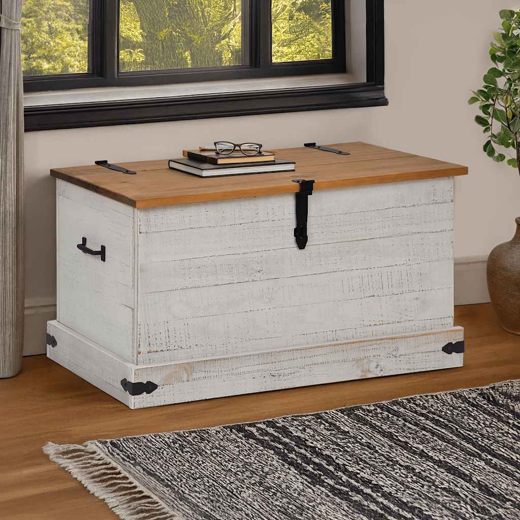 vidaXL Opbergkist HALDEN zwart 91x48x47 cm massief grenenhout