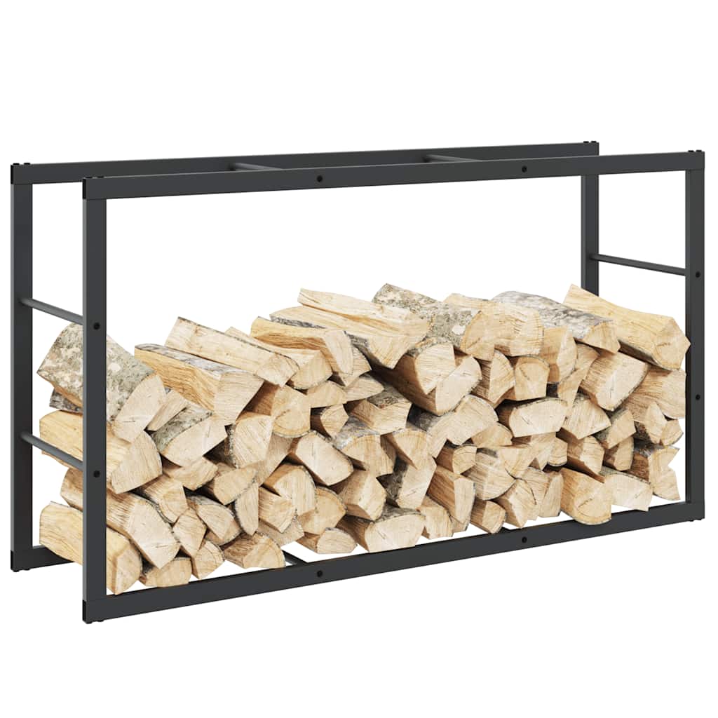 vidaXL Haardhoutrek 110x30x116 cm staal zwart