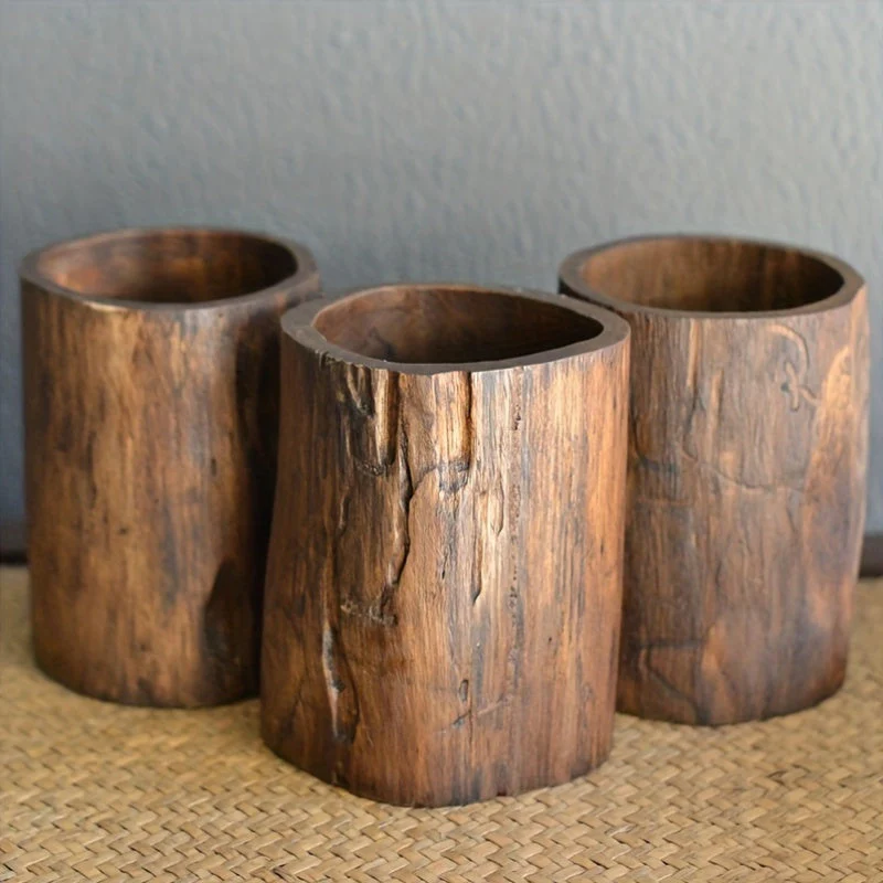 Handgemaakte Houten Pennenhouder – Uniek en Natuurlijke Look
