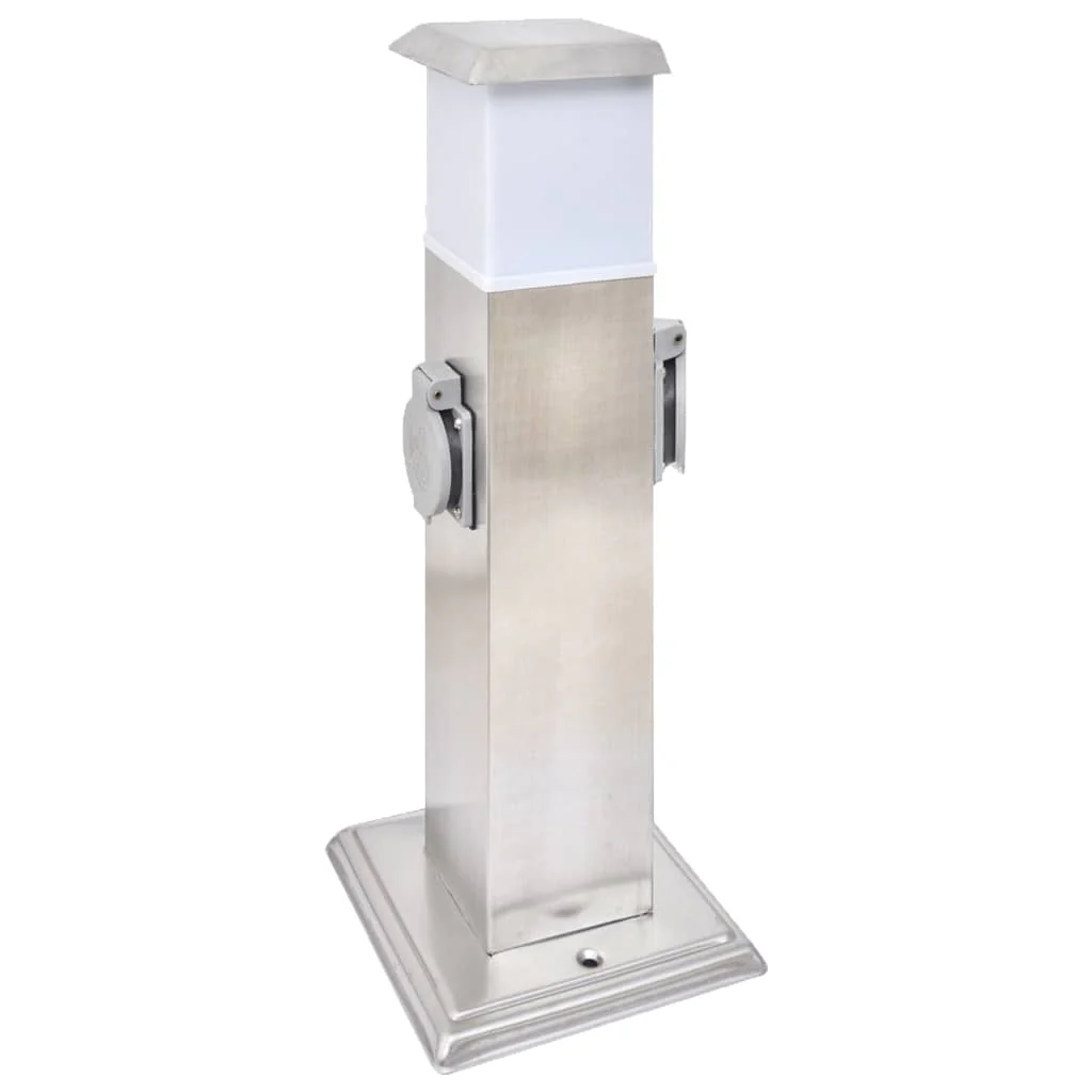 Buitenstopcontact op zuil met lamp (zwart)