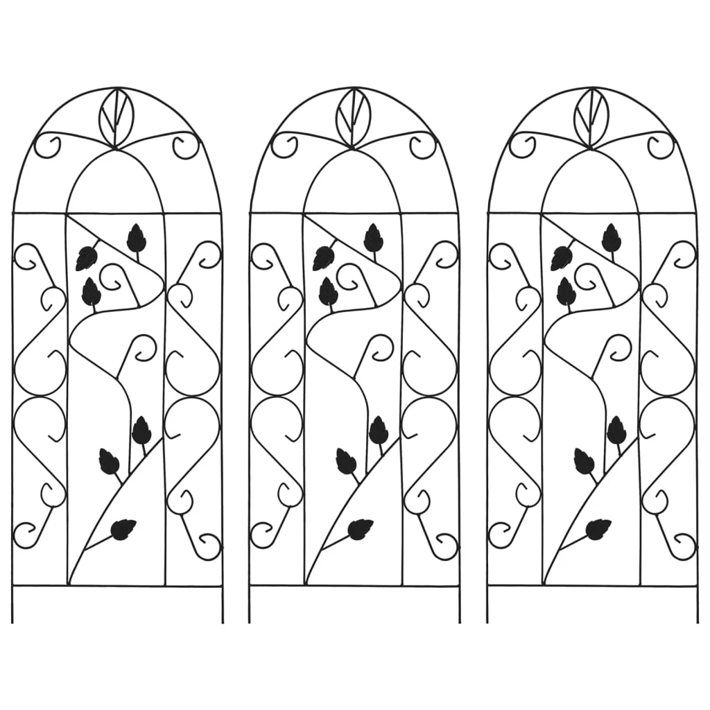vidaXL Plantenklimrekken 3 st 40×100 cm ijzer zwart